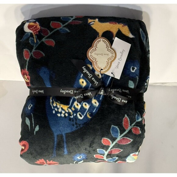 Vera Bradley Enchanting Dream Cozy Unicorn Plush Throw Blanket 72"x 50" Black - Picture 3 of 7